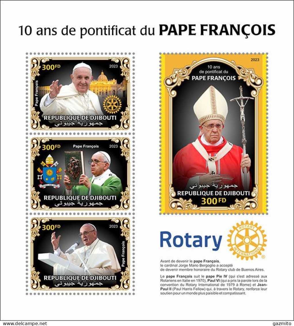 Djibouti 2023, Pope Francis, Rotary, 3val In BF - Djibouti (1977-...)