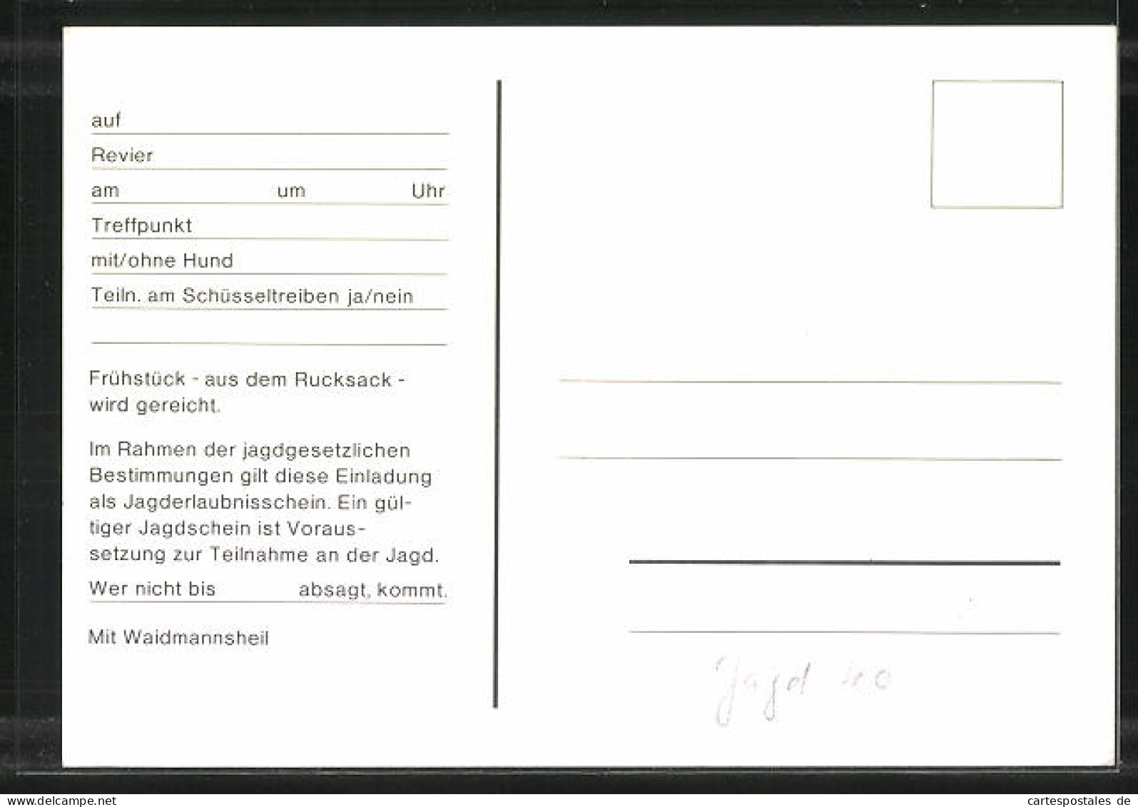 Künstler-AK Einladung Zur Jagd, Portrait Federwild, Hase Und Fuchs  - Chasse