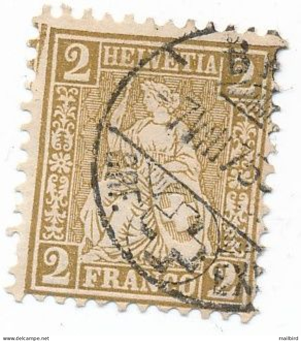 Switzerland 1867 Helvetia - New Values & Colors - White Paper - 2C 2F, Reddish Brown, OBL / USED - 7-8-75 Offset Imprint - Oblitérés