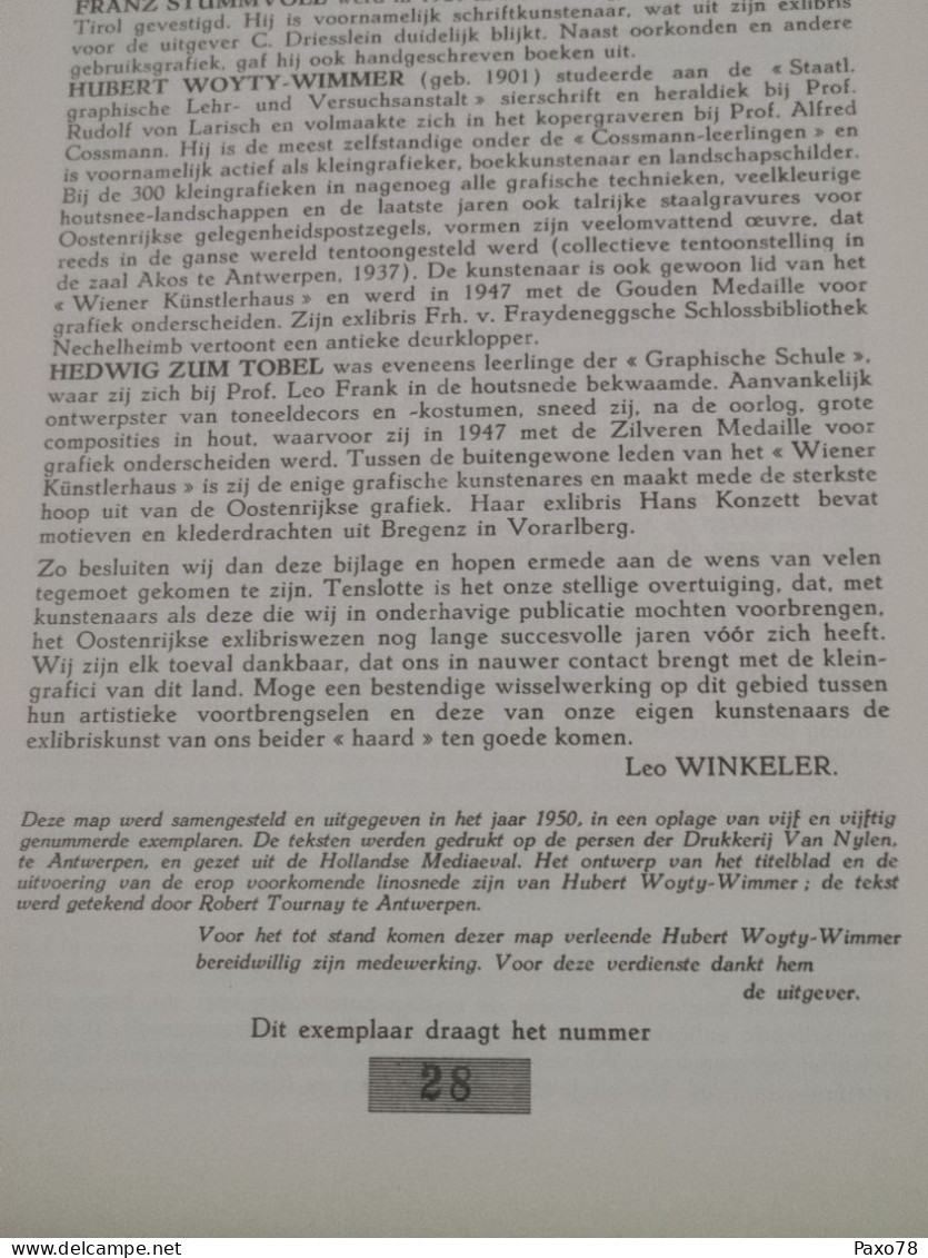 Livre, Ex-libris Leo Winkeler. Exemplaire N°28. 1950.   18 Ex-libris - Ex Libris