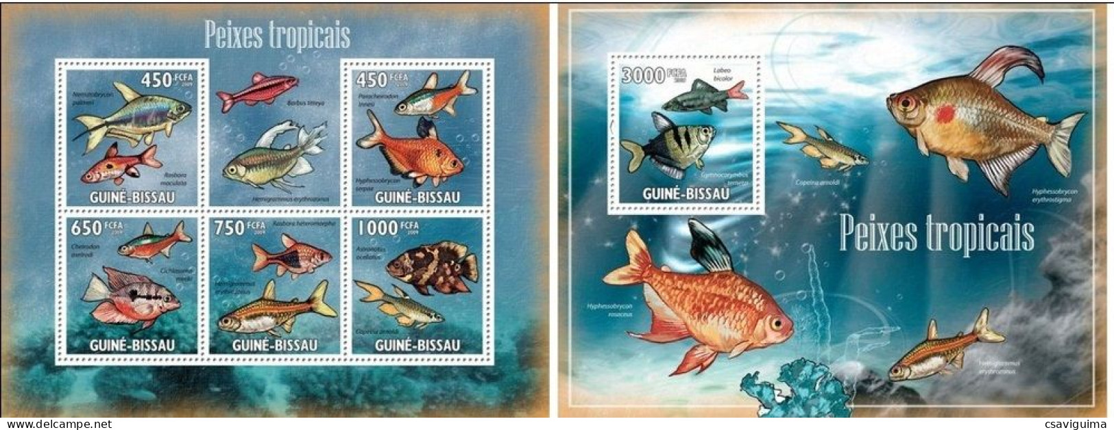 Guinea Bissau (Guineé-Bissau) - 2009 - Fish - Yv 3164/68 + Bf 492 - Poissons