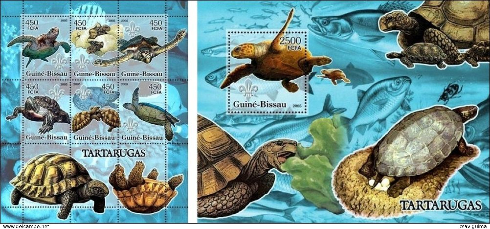 Guinea Bissau (Guineé-Bissau) - 2005 - Turtles - Yv 2080/85 + Bf 291 - Turtles