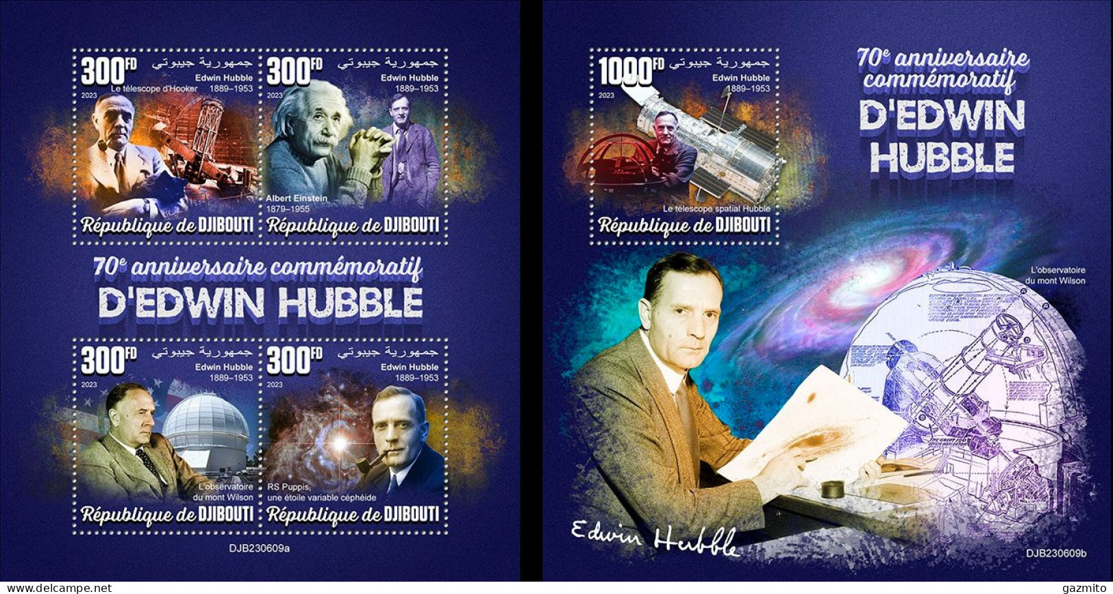 Djibouti 2023, Space, Edwin Hubble, 4val In BF +BF - Gibuti (1977-...)