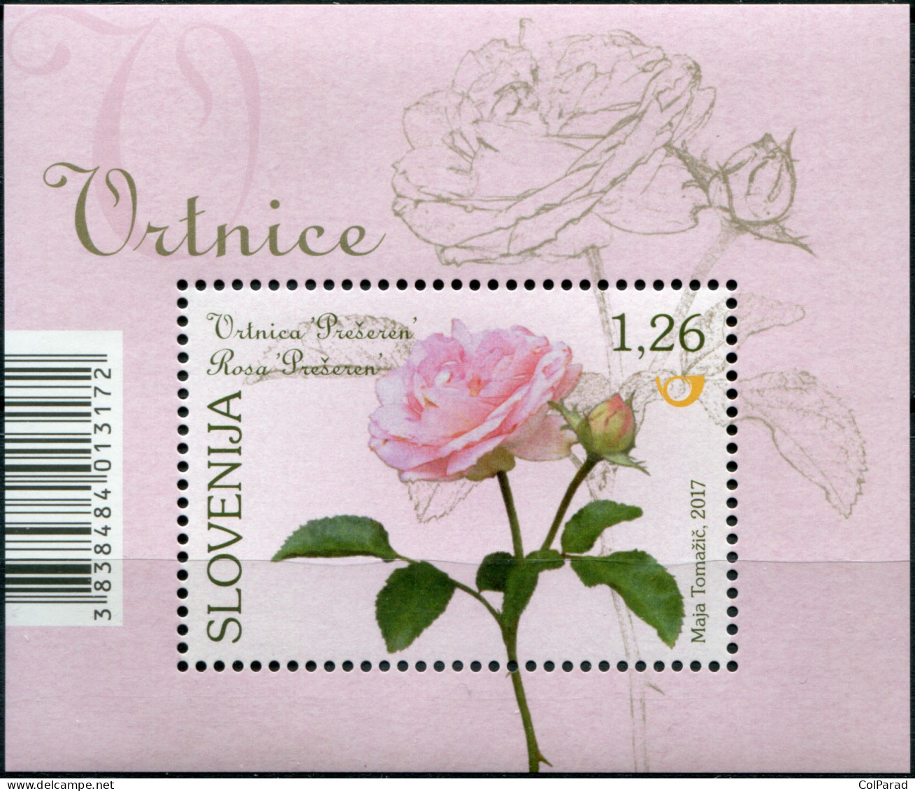 SLOVENIA - 2017 - SOUVENIR SHEET MNH ** - Flora - The Prešeren Rose - Slovenia