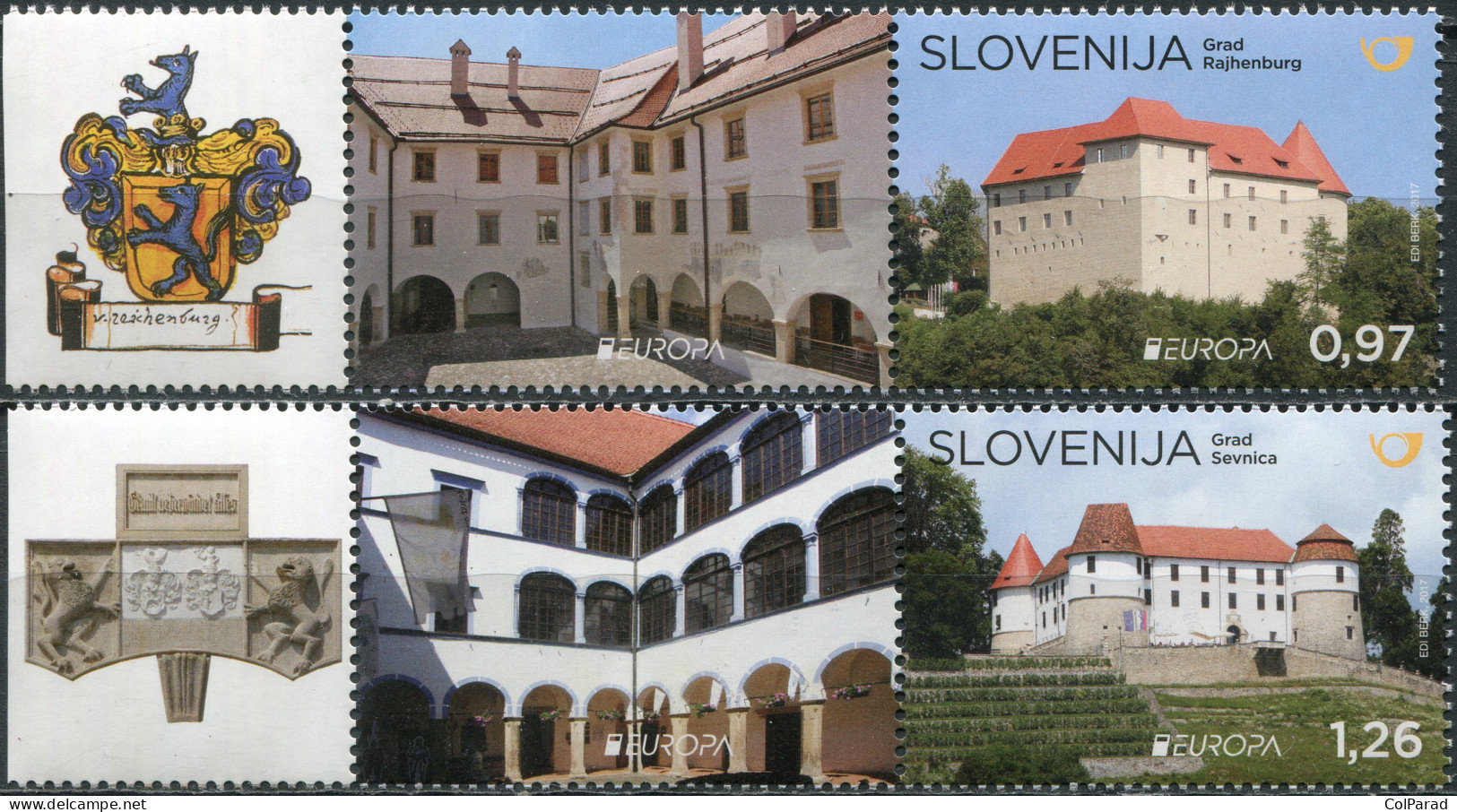 SLOVENIA - 2017 - SET MNH ** - EUROPA Stamps - Palaces And Castles IV - Slovenië