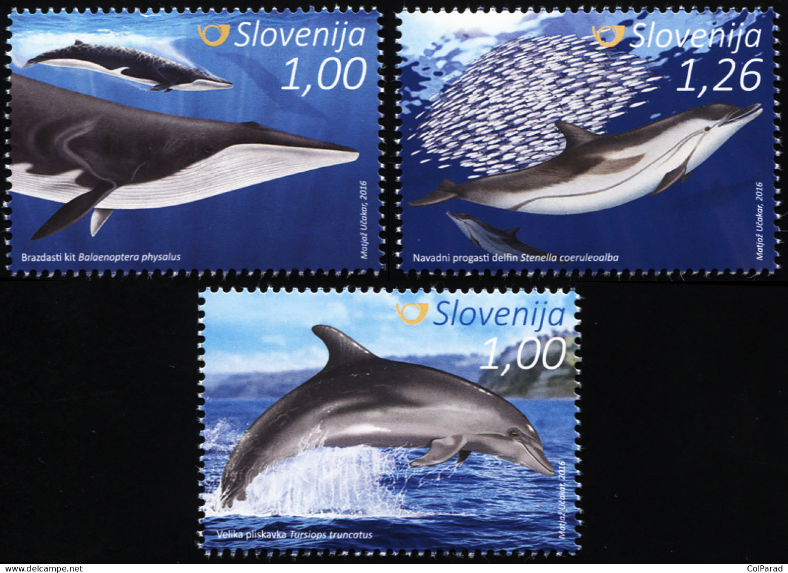 SLOVENIA - 2016 - SET OF 3 STAMPS MNH ** - Dolphins And Whales - Slovénie