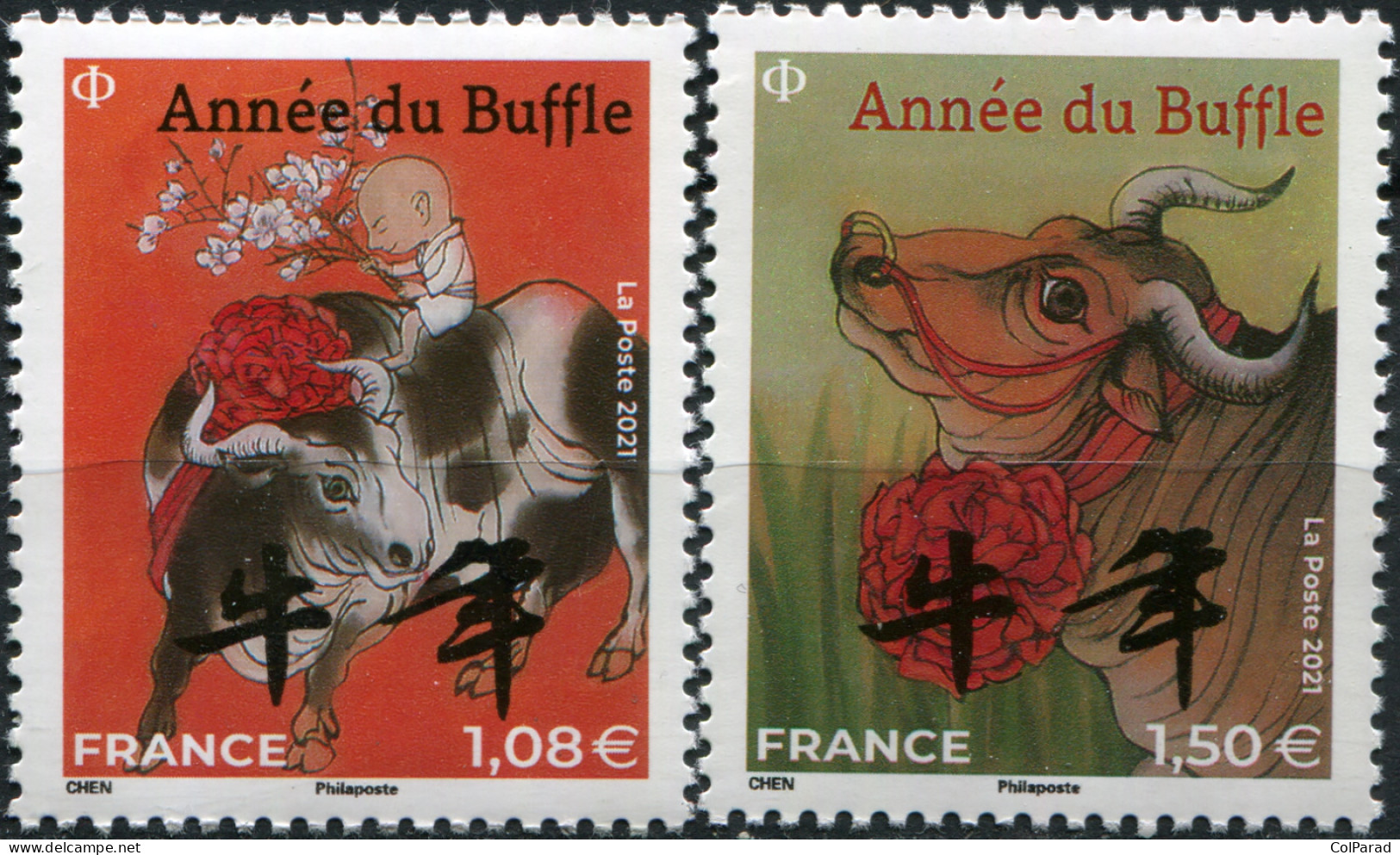 FRANCE - 2021 - SET OF 2 STAMPS MNH ** - Year Of The Ox - Unused Stamps