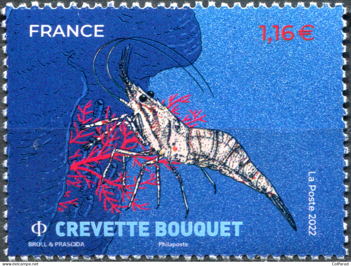 FRANCE - 2022 - STAMP MNH ** - Common Prawn (Palaemon Serratus) - Unused Stamps