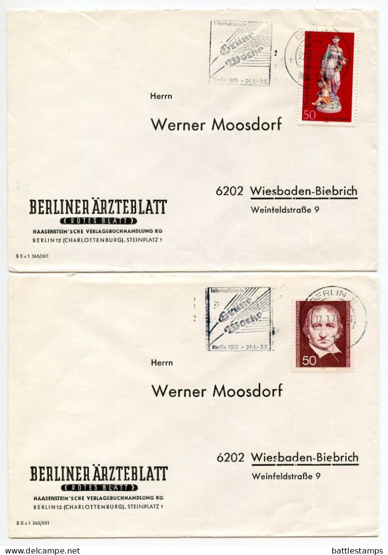 Germany, Berlin 1960'-1980's 33 Covers to Wiesbaden with Mix of Berlin Stamps & CDS Machine Cancels with Slogans