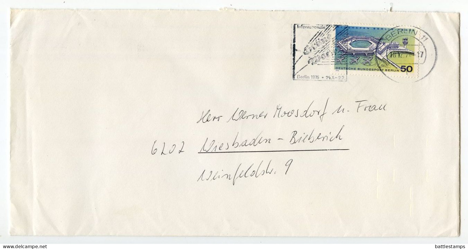 Germany, Berlin 1960'-1980's 33 Covers to Wiesbaden with Mix of Berlin Stamps & CDS Machine Cancels with Slogans