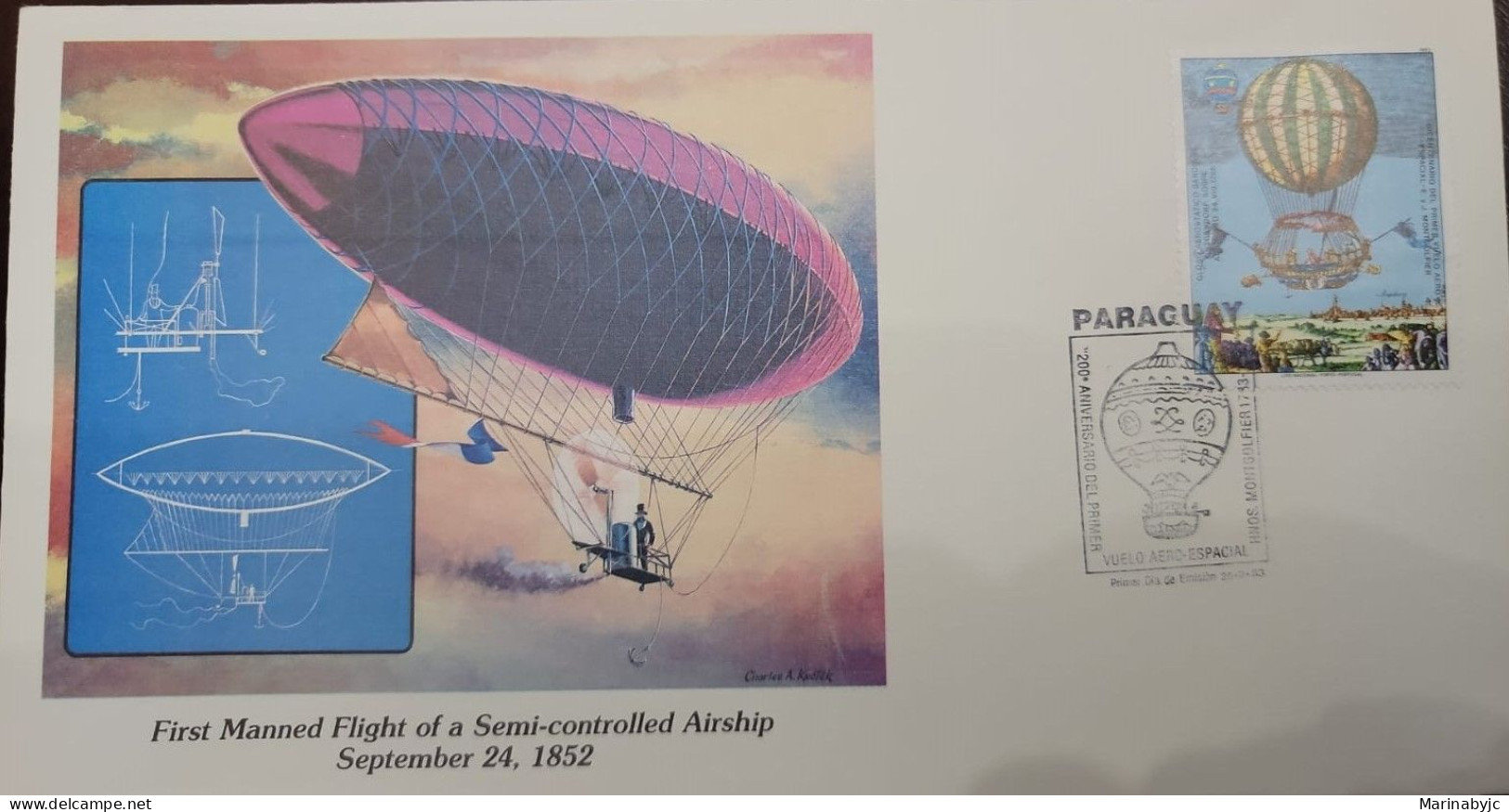 D)1983, PARAGUAY, FIRST DAY COVER, ISSUE, BICENTENARY OF THE FIRST FLIGHTS, BARON LUTGENDORF 1781, AIRCRAFT, FDC - Paraguay