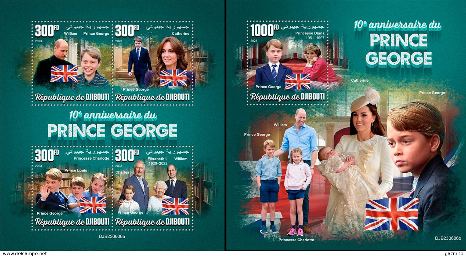 Djibouti 2023, Prince George, 4val In BF +BF - Koniklijke Families