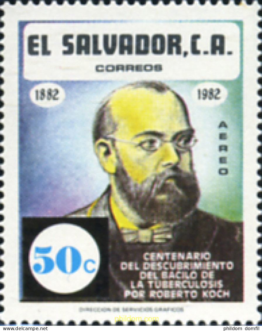 359263 MNH EL SALVADOR 1982 CENTENARIO DEL DESCUBRIMIENTO DEL BACILIO DE LA TUBERCULOSIS POR ROBERTO KOCH - El Salvador