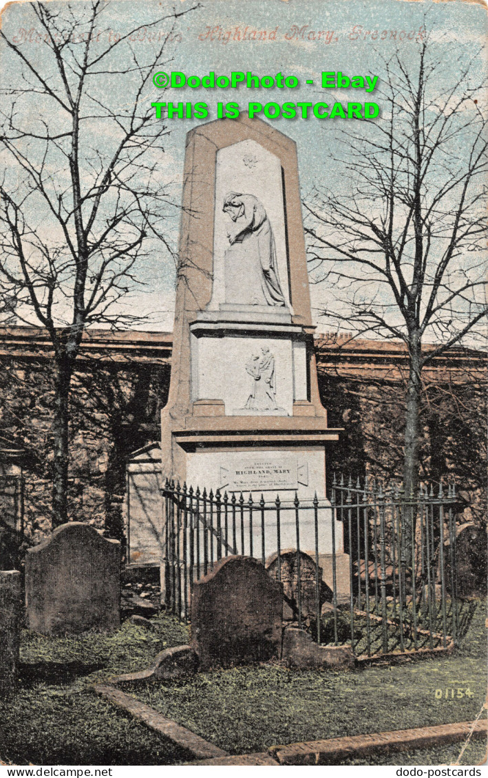 R408946 Greenock. Monument To Burns. Highland Mary. Valentine Series. 1905 - World