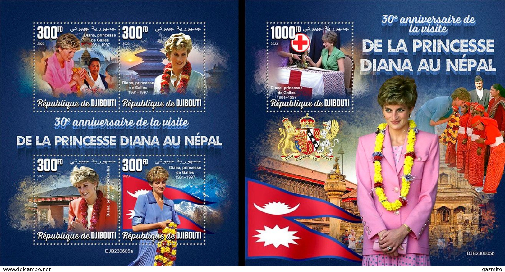 Djibouti 2023, Diana Visit Nepal, 4val In BF +BF - Royalties, Royals