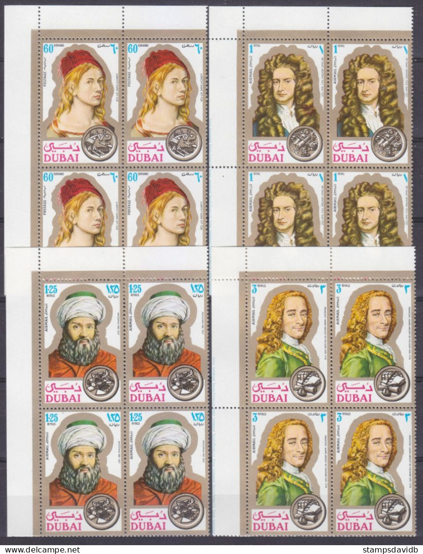 1971 Dubai 397VB-400VB A. Durer, Isaac Newton, Avicenna, Voltaire 36,00 € - Asie