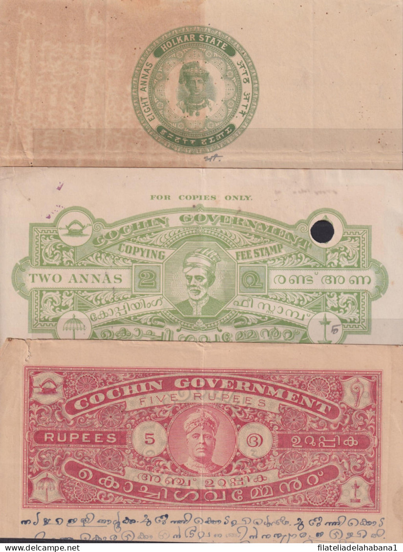 F-EX33795 INDIA REVENUE SEALLED PAPER CUT FEUDATARY STATE OF JODHPUR.  - Dienstzegels