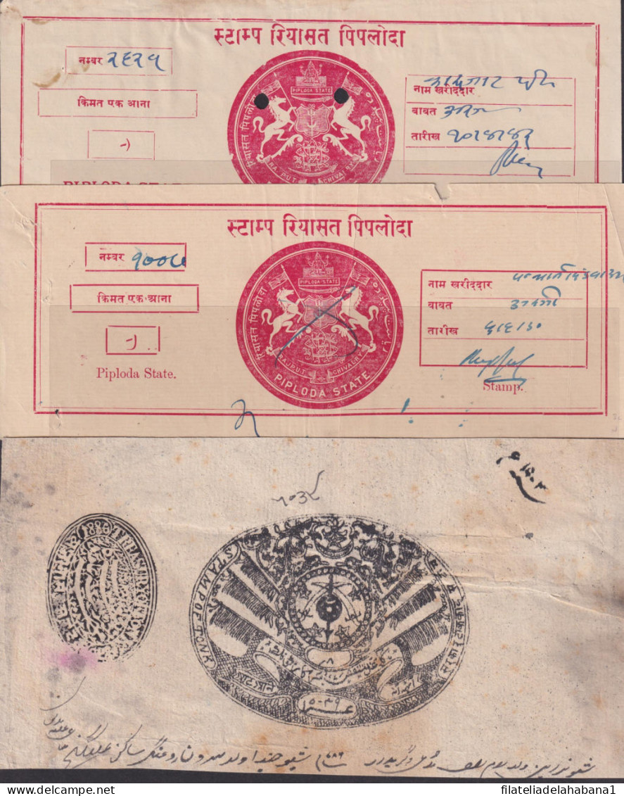 F-EX33795 INDIA REVENUE SEALLED PAPER CUT FEUDATARY STATE OF JODHPUR.  - Official Stamps