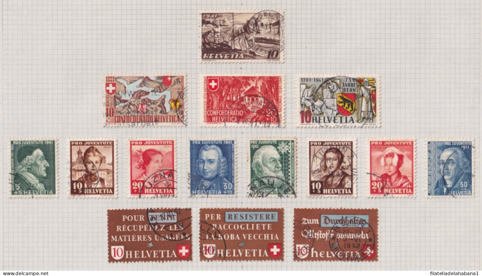 F-EX37589 SWITZERLAND HELVETIA STAMPS COLLECTION LOT USED. 