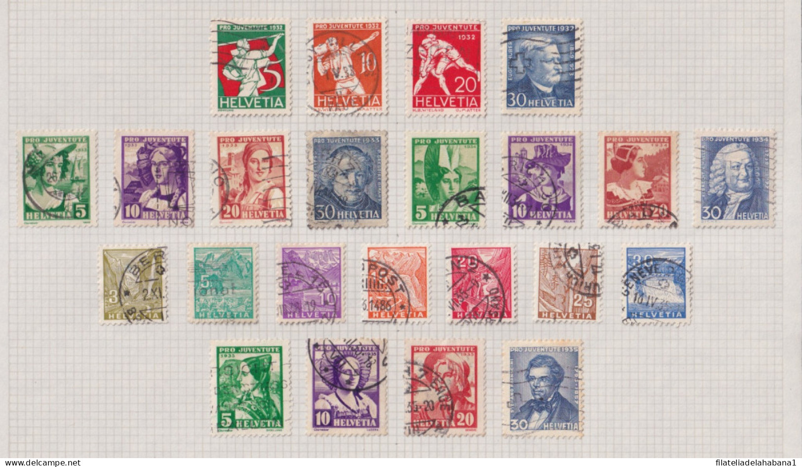 F-EX37589 SWITZERLAND HELVETIA STAMPS COLLECTION LOT USED. 