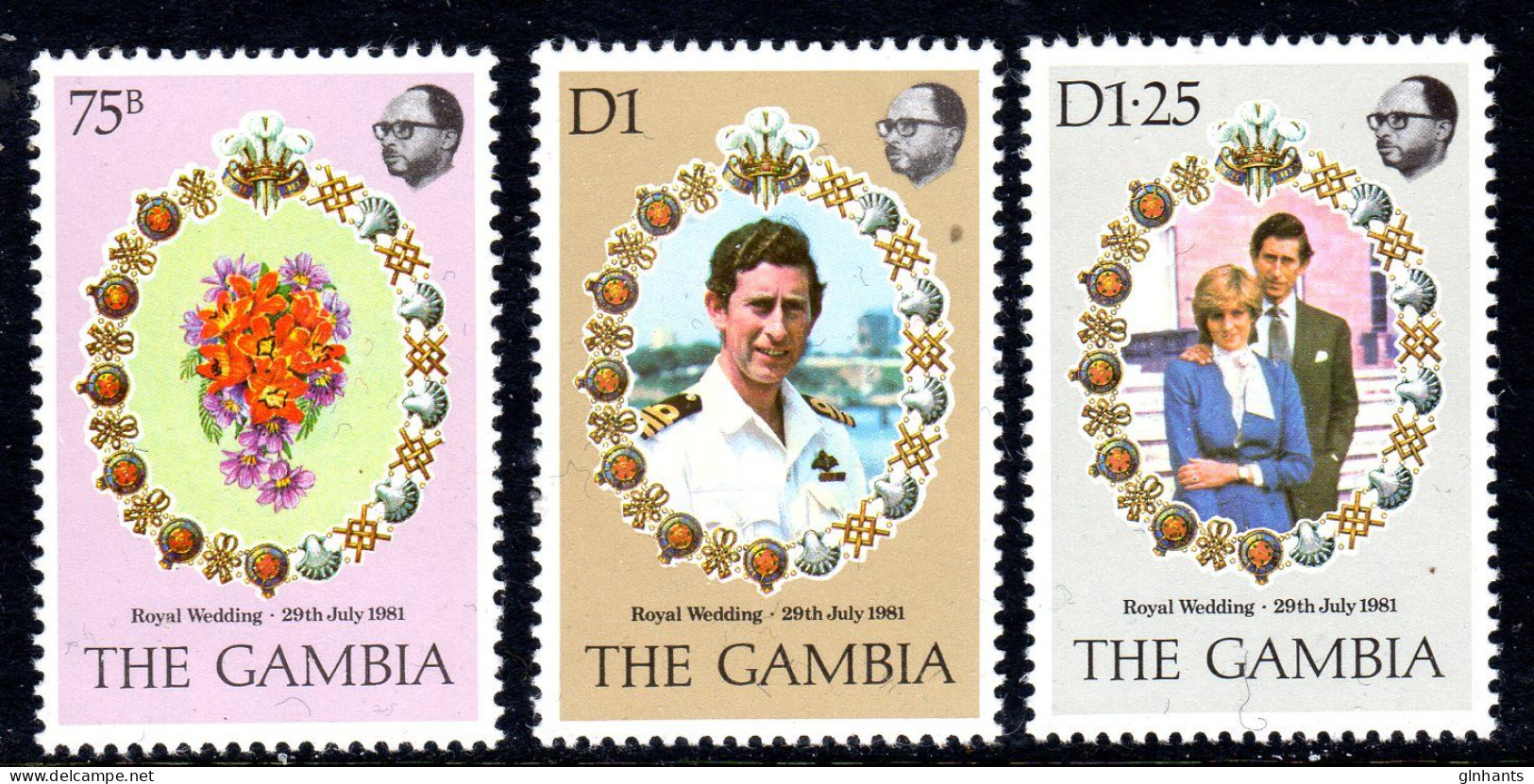 GAMBIA - 1981 ROYAL WEDDING SET (3V) FINE MNH ** SG 454-456 - Gambia (1965-...)