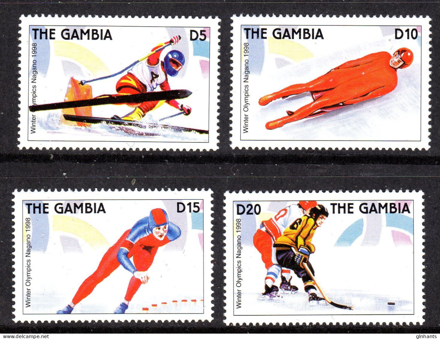 GAMBIA - 1997 1998 WINTER OLYMPICS TOP VALUES (4V) FINE MNH ** SG 2728-2731 - Gambia (1965-...)