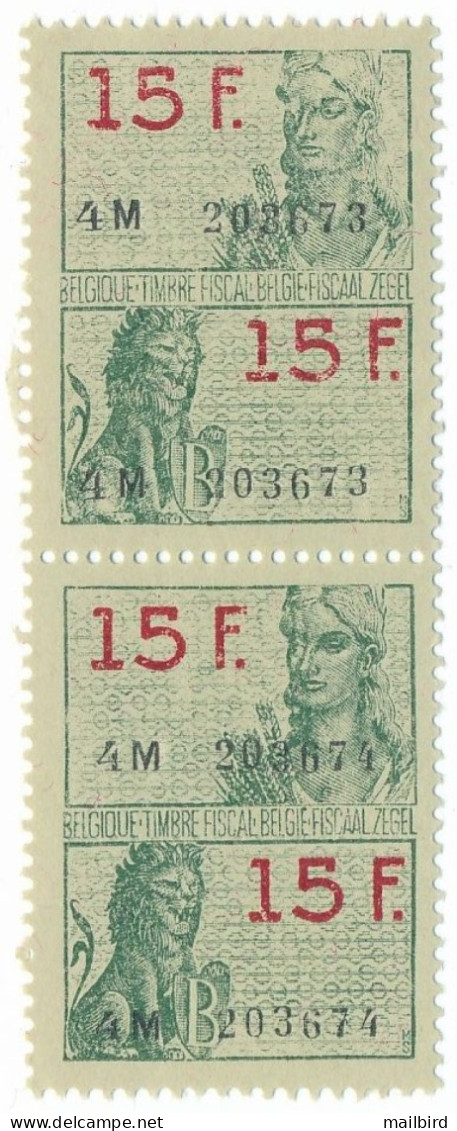 Belgique Timbre Fiscal / Fiscaal Zegel Belgie:  ASTRONAUTE Timbres De 15 Francs OBL - Timbres