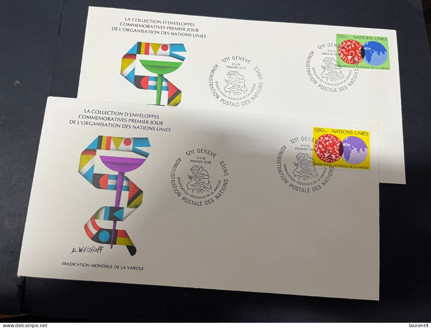 19-4-2024 (2 Z 29) United Nations (Switzerland Office) X 2 FDC - Eredication De La Variole - Malattie