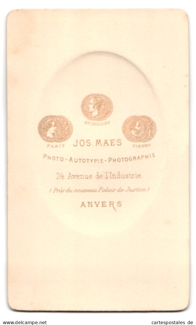 Fotografie J. Maes, Anvers, Avenue De L`Industrie 24, Portrait Zwei Damen In Biedermeierkleidern Mit Locken  - Anonieme Personen