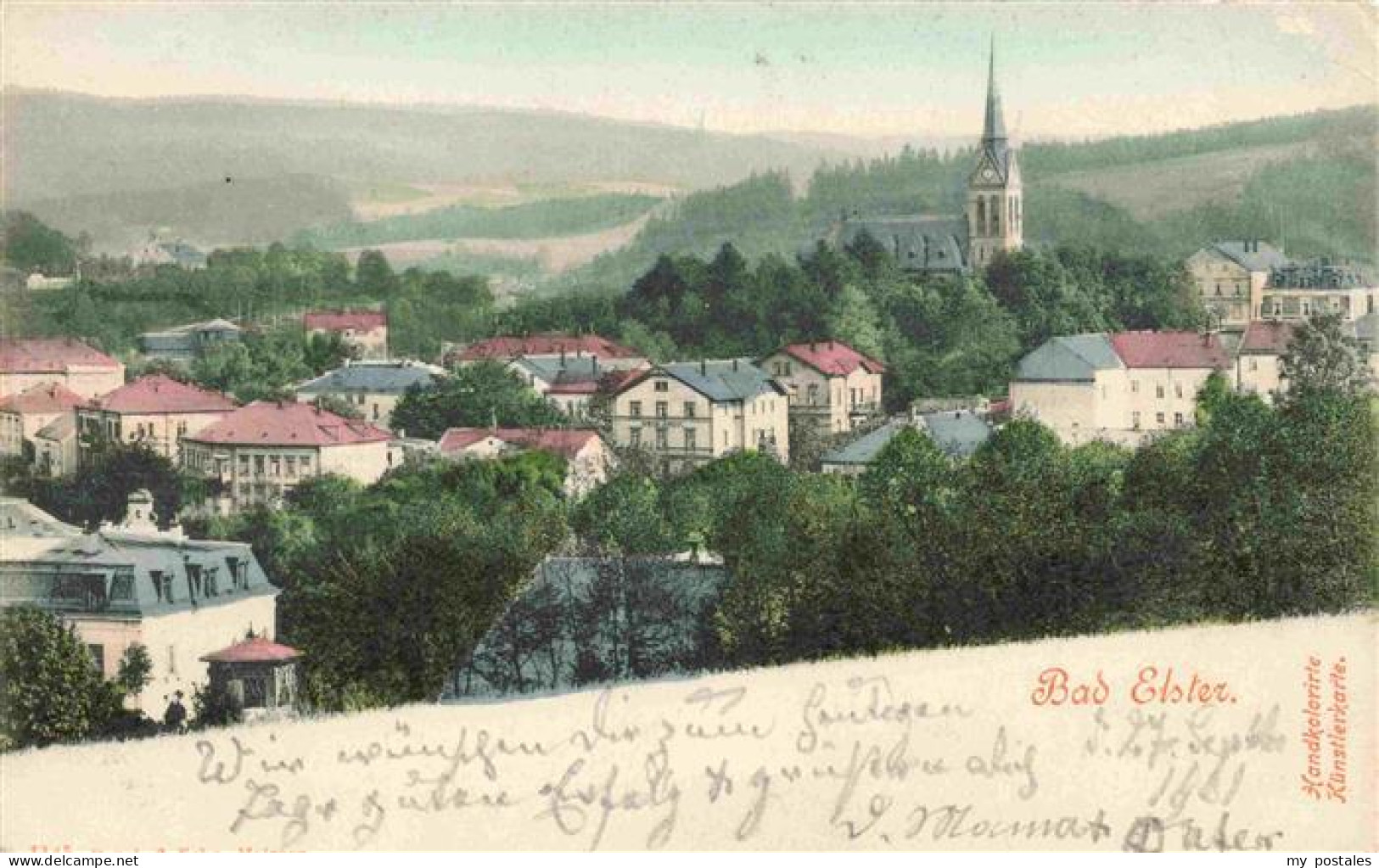 73971788 Bad_Elster_Vogtland_Sachsen Ansicht Mit Kirche - Bad Elster