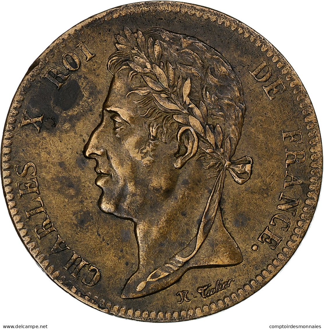 Guyane Française, Charles X, 5 Centimes, 1829, Paris, Bronze, TTB+ - Sonstige & Ohne Zuordnung