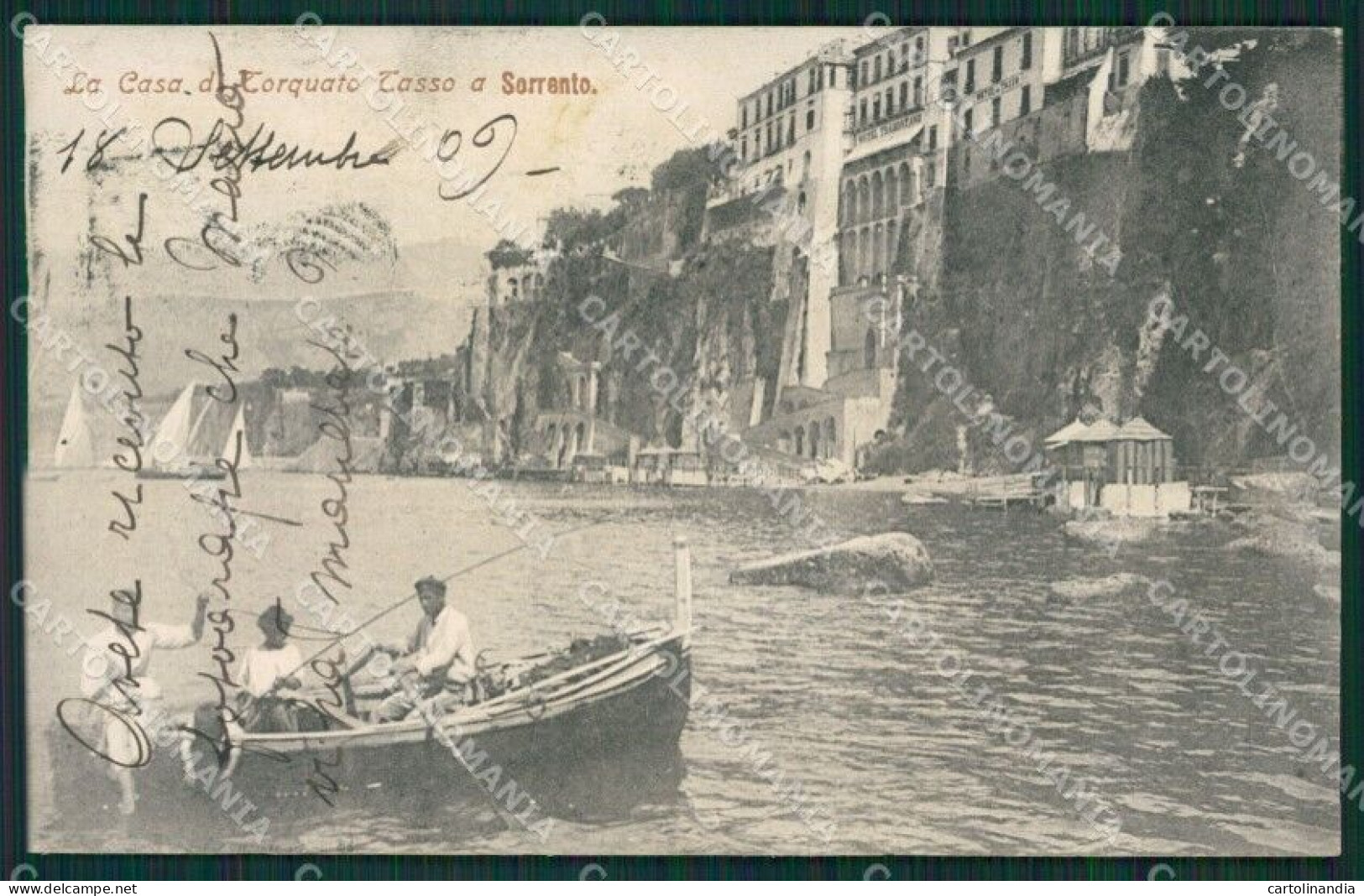 Napoli Sorrento Torquato Tasso Barca Cartolina XB1402 - Napoli (Naples)