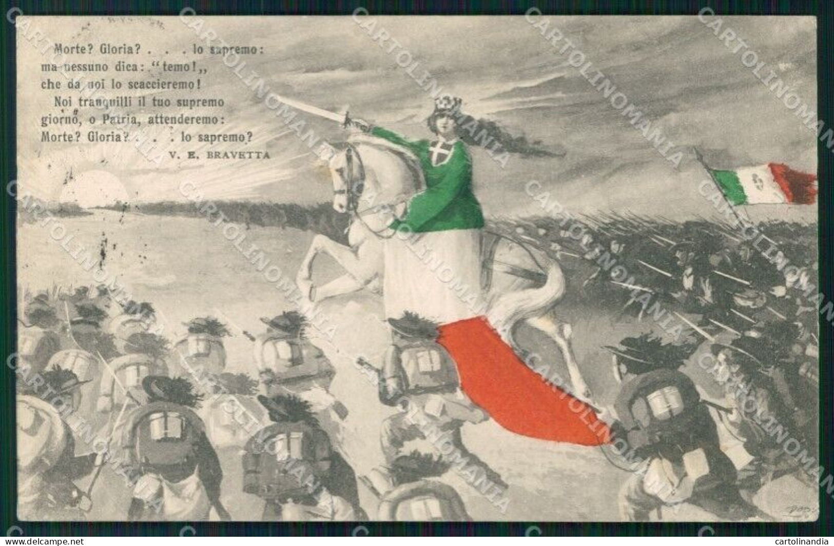 Militari Propaganda WW1 WWI Tricolore Bersaglieri Dody Cartolina XF8656 - Altri & Non Classificati