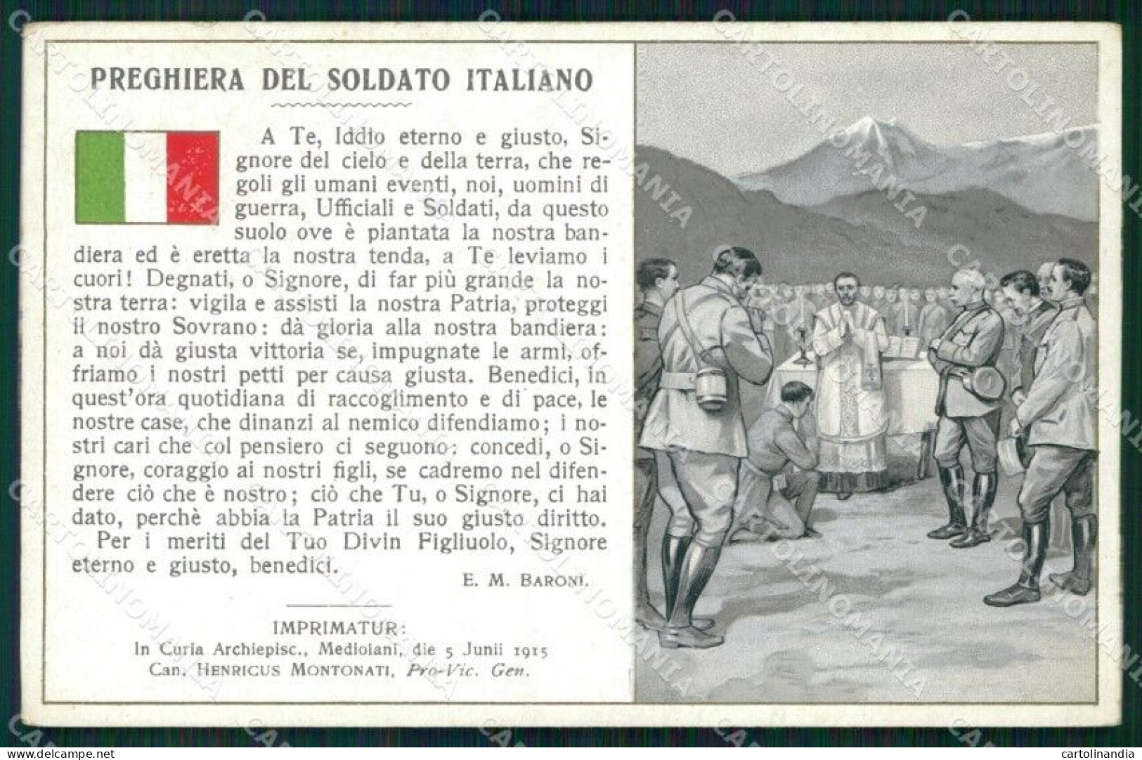 Militari WW1 Preghiera Del Soldato Italiano Baroni Cartolina XF8467 - Altri & Non Classificati