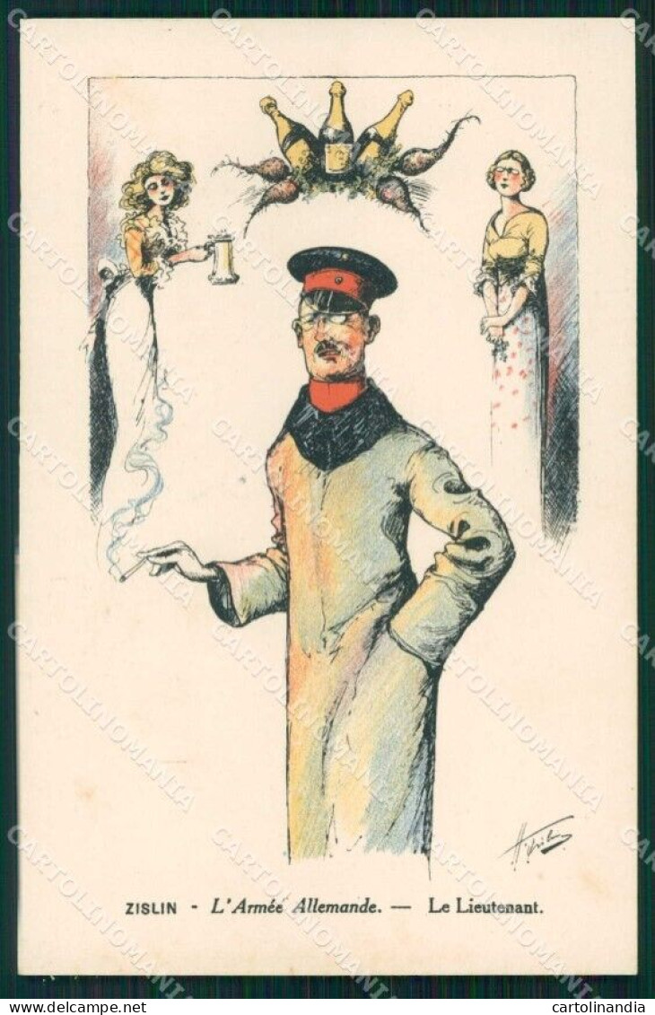 WWI WW1 French Propaganda Anti German Zislin Cartolina XF9110 - Altri & Non Classificati