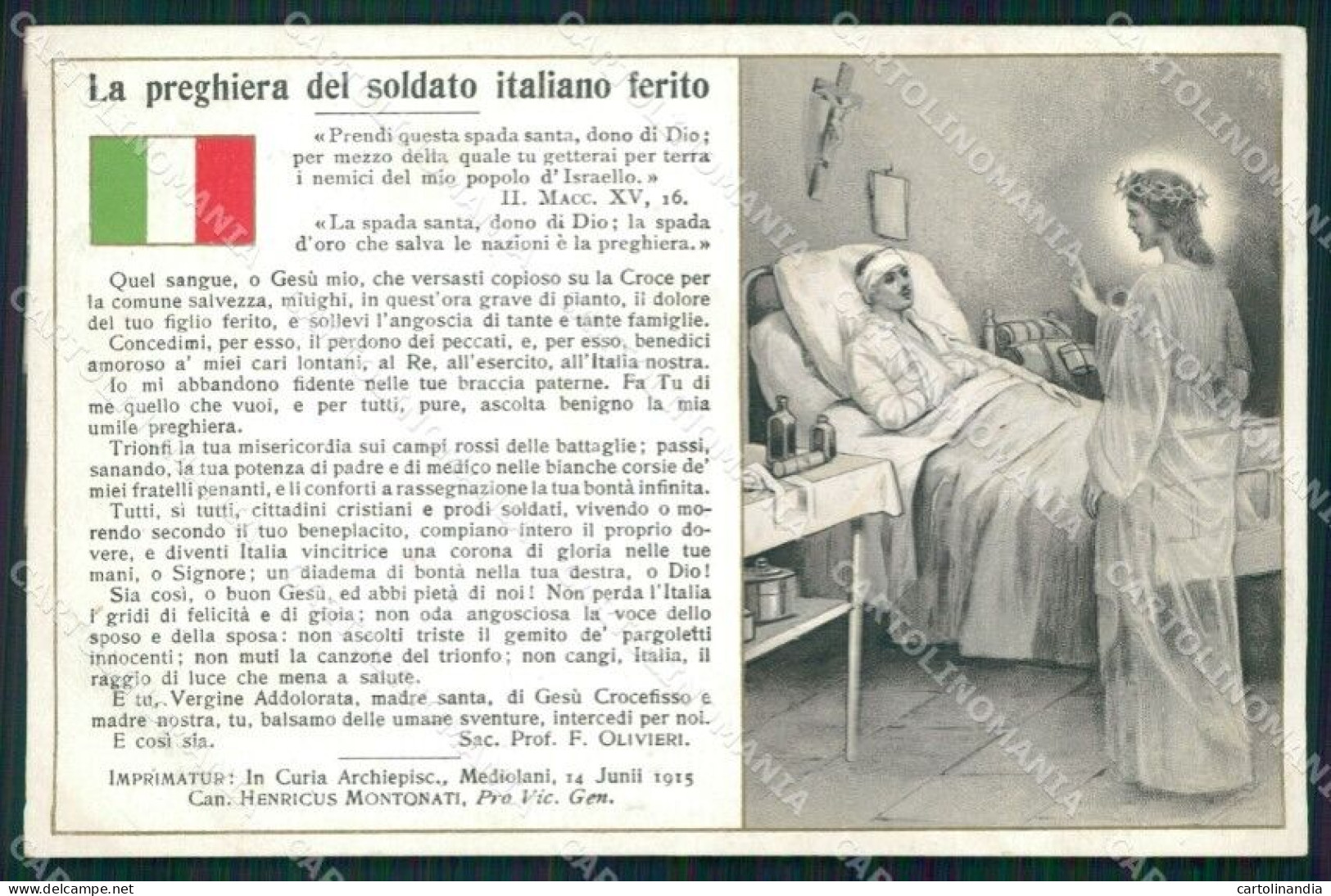 Militari WW1 Preghiera Del Soldato Italiano Ferito Cartolina XF8419 - Sonstige & Ohne Zuordnung