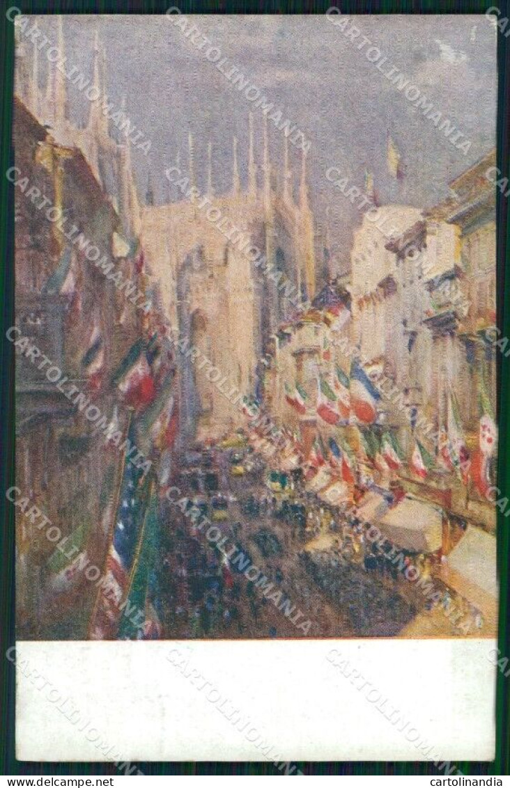 WW1 WWI Propaganda Tricolore American Flag Milano Cartolina Postcard XF8681 - Sonstige & Ohne Zuordnung