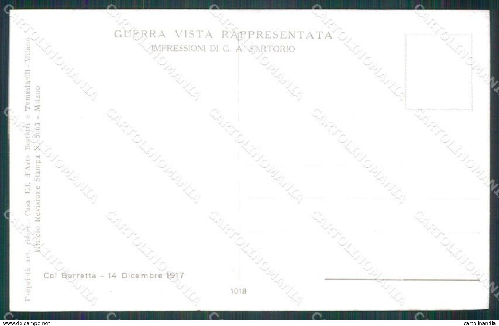 Militari WW1 WWI Col Berretta Dicembre 1917 1018 Sartorio Cartolina XF8507 - Other & Unclassified