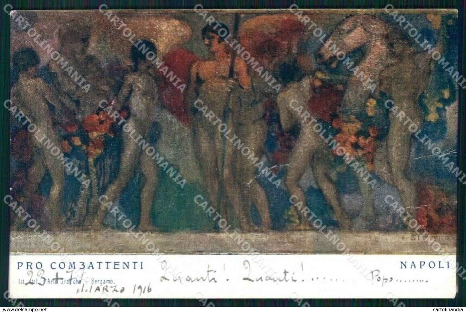 WW1 WWI Propaganda Pro Combattenti Napoli PIEGHINE Cartolina Postcard XF8699 - Other & Unclassified