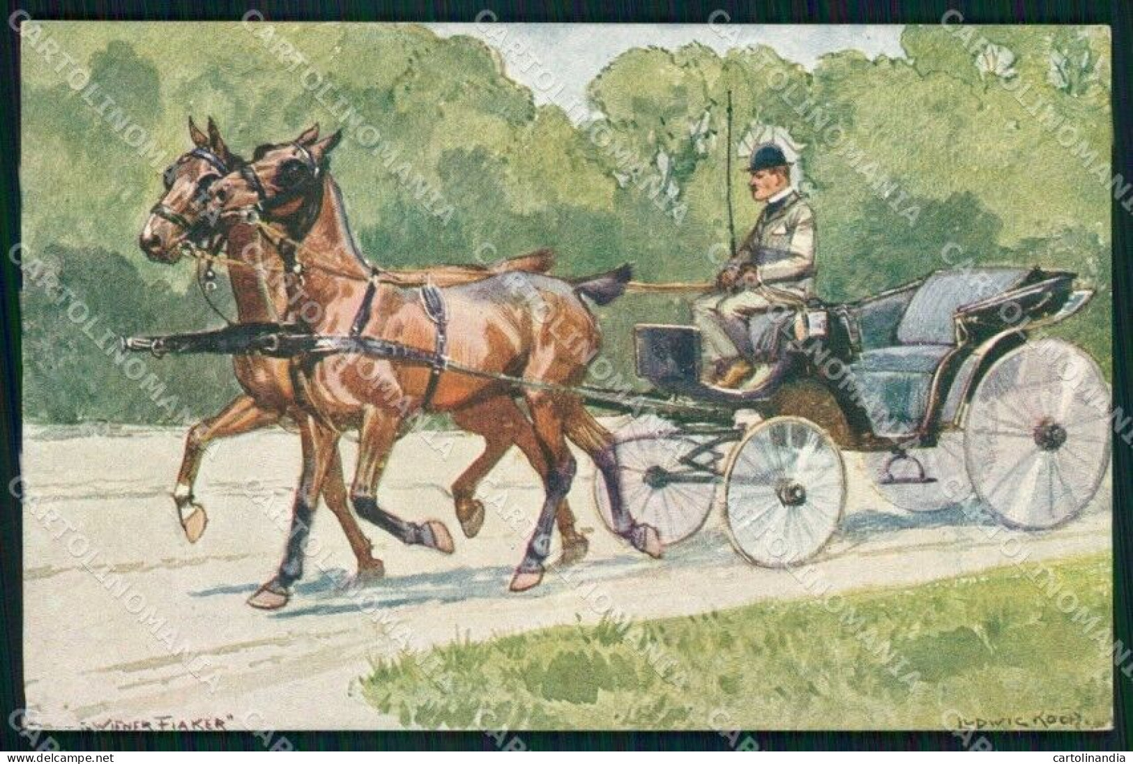 Artist Signed Ludwig Koch Man Horse B K W I Serie 865-8 Cartolina KF6881 - Altri & Non Classificati