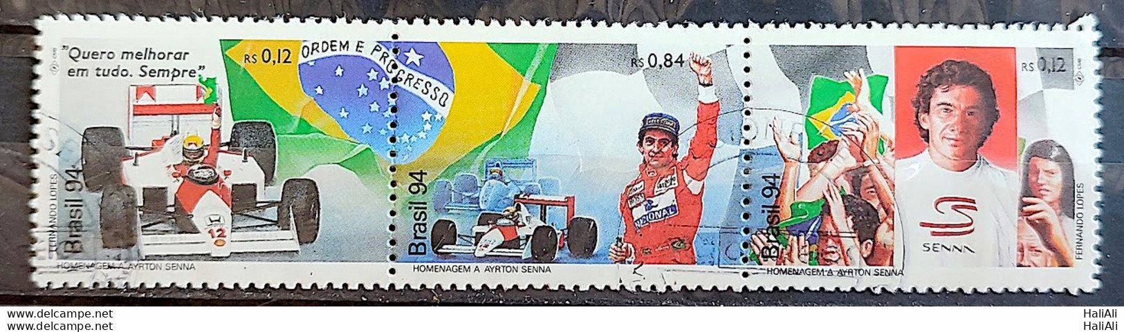 C 1923 Brazil Stamp Ayrton Senna Formula 1 Pilot Car Flag 1994 Circulated 3 - Unused Stamps