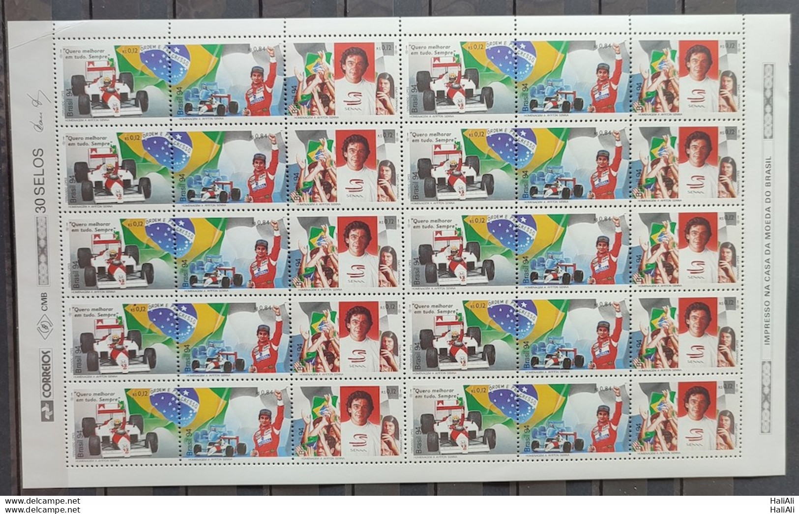 C 1921 Brazil Stamp Ayrton Senna Formula 1 Car 1994 Sheet - Unused Stamps