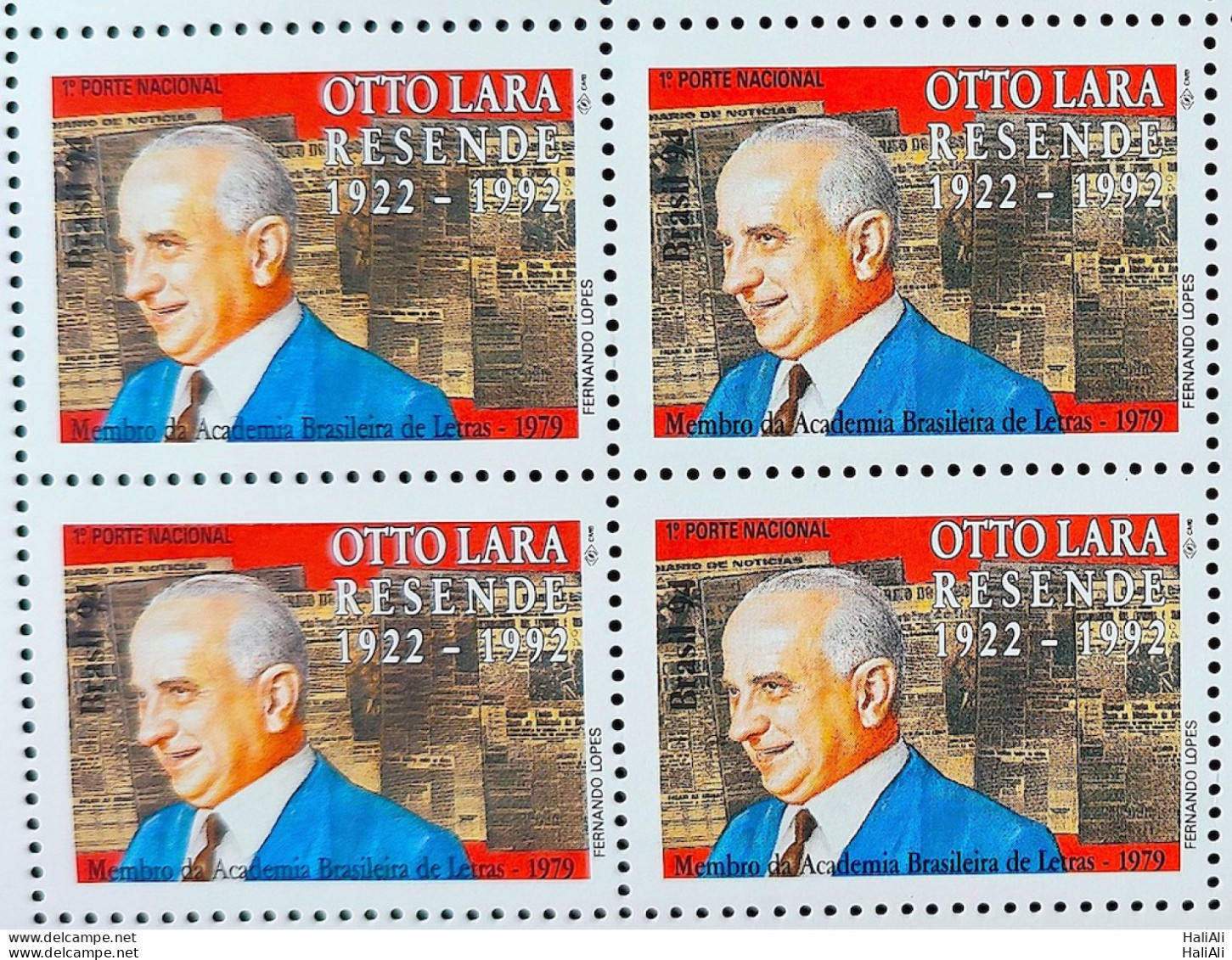C 1905 Brazil Stamp Otto Lara Resende Literature 1994 Block Of 4 - Neufs