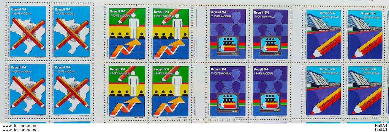 C 1898 Brazil Stamp Education TV Map 1994 Block Of 4 Complete Series - Unused Stamps