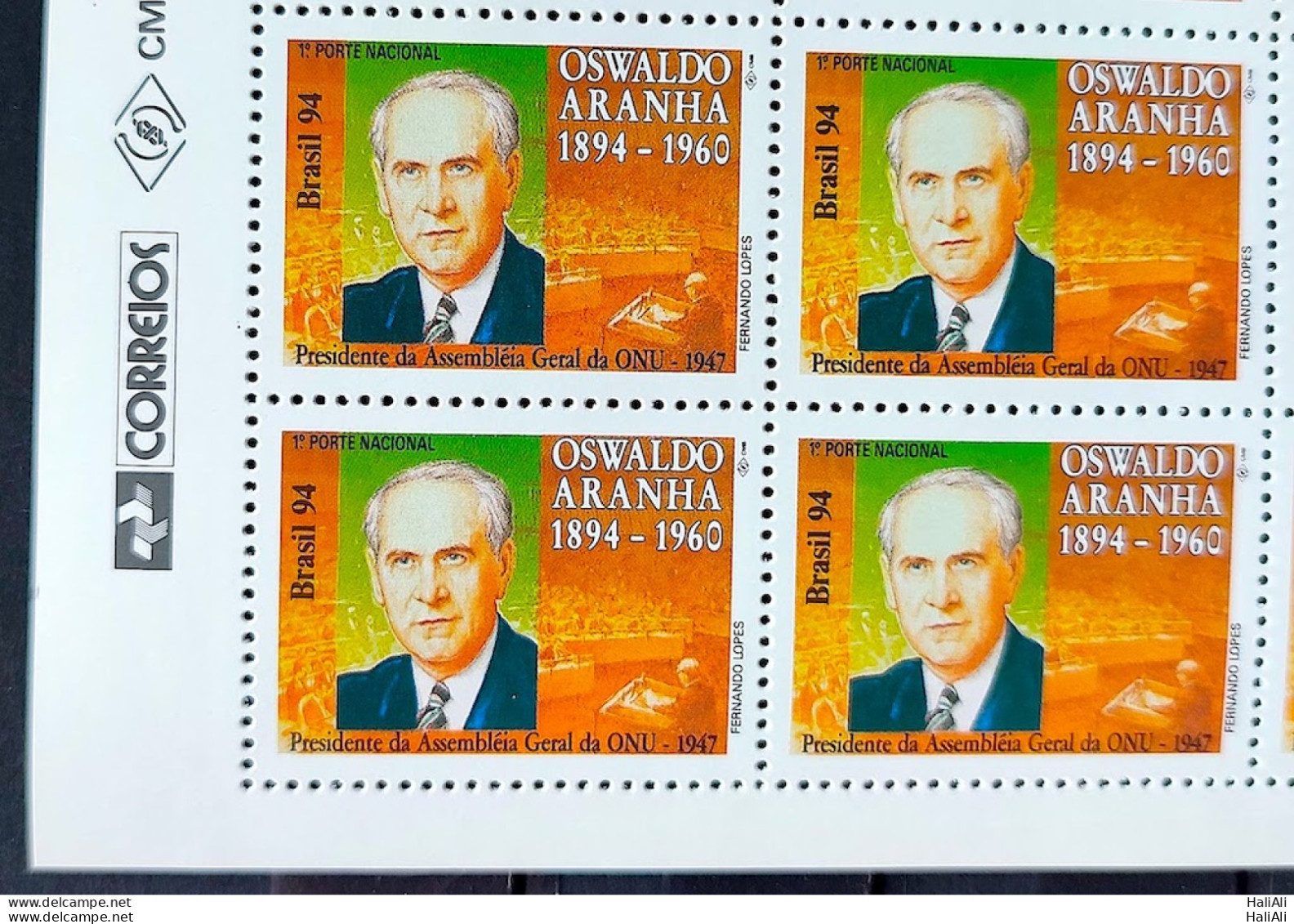 C 1904 Brazil Stamp Oswaldo Aranha President Of The UN General Assembly 1994 Block Of 4 Vignette Correios - Neufs