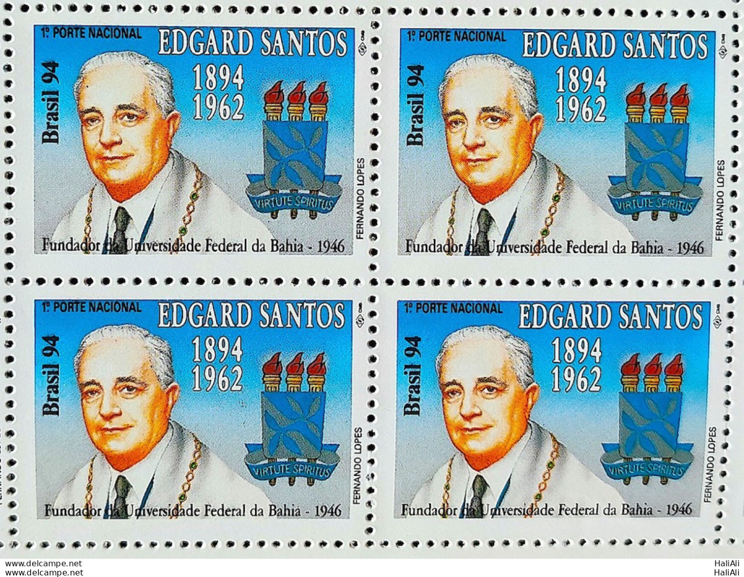 C 1903 Brazil Stamp Edgard Santos Federal University Of Bahia Education 1994 Block Of 4 - Ungebraucht