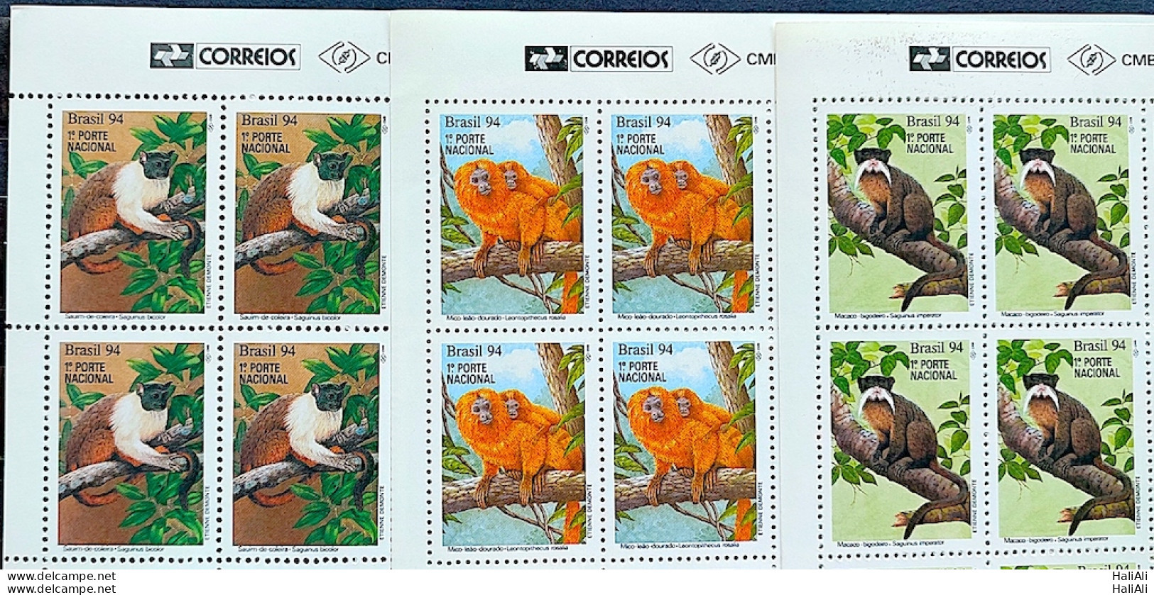 C 1894 Brazil Stamp Monkey Fauna 1994 Complete Series Block Of 4 Vignette Correios - Nuevos