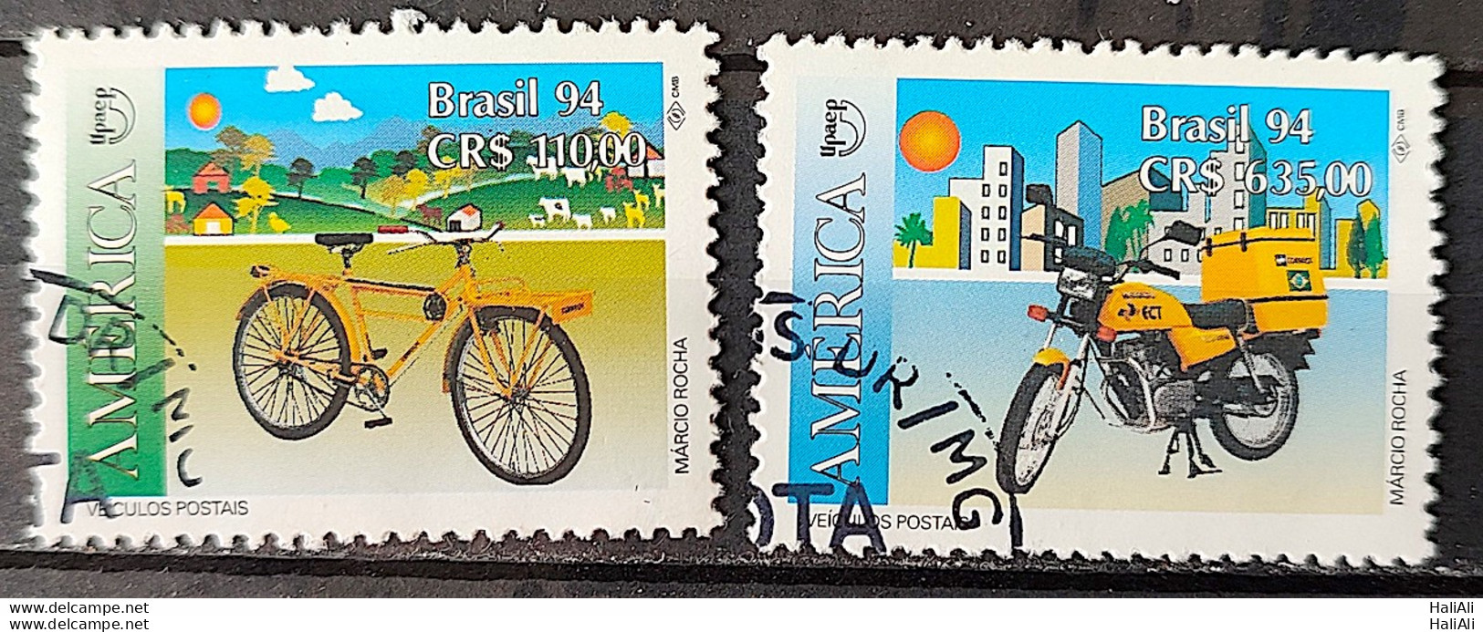 C 1885 Brazil Stamp UPAEP Postal Bike Vehicles 1994 Complete Series Circulated 1 - Gebraucht