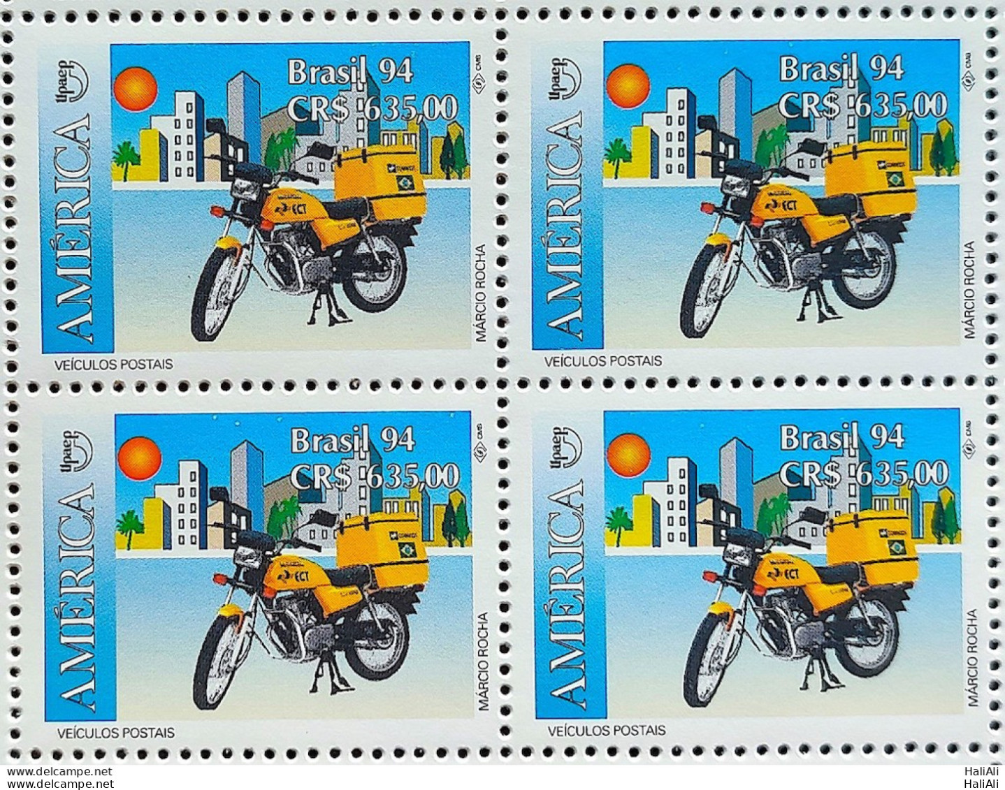 C 1886 Brazil Stamp Postal Vehicles Moto Postal Service 1994 Block Of 4 - Nuevos