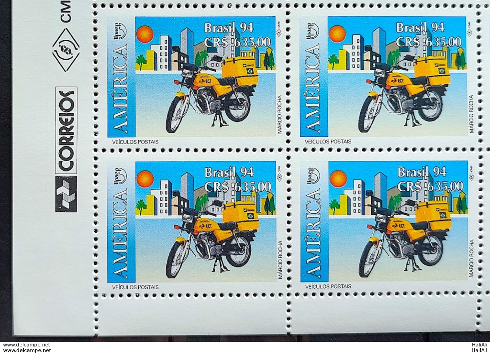 C 1886 Brazil Stamp Postal Vehicles Moto Postal Service 1994 Block Of 4 Vignette Correios - Nuevos